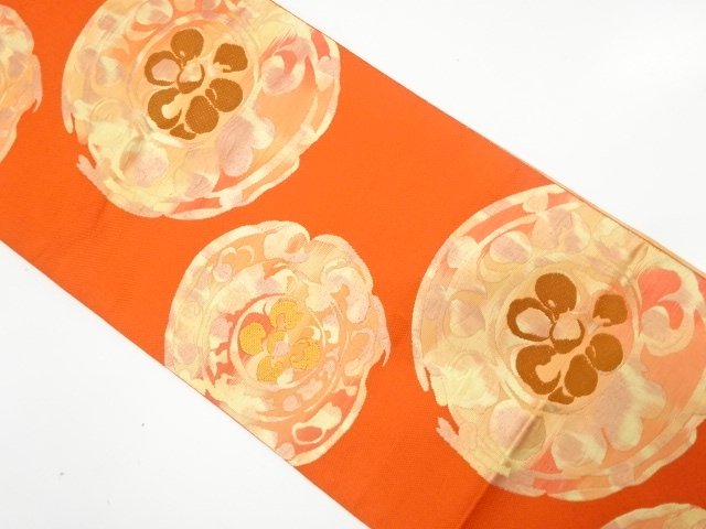 JAPANESE NAGOYA OBI / CHIKUZEN HAKATA / WOVEN FLOWER